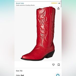 Red boots never worn, in box